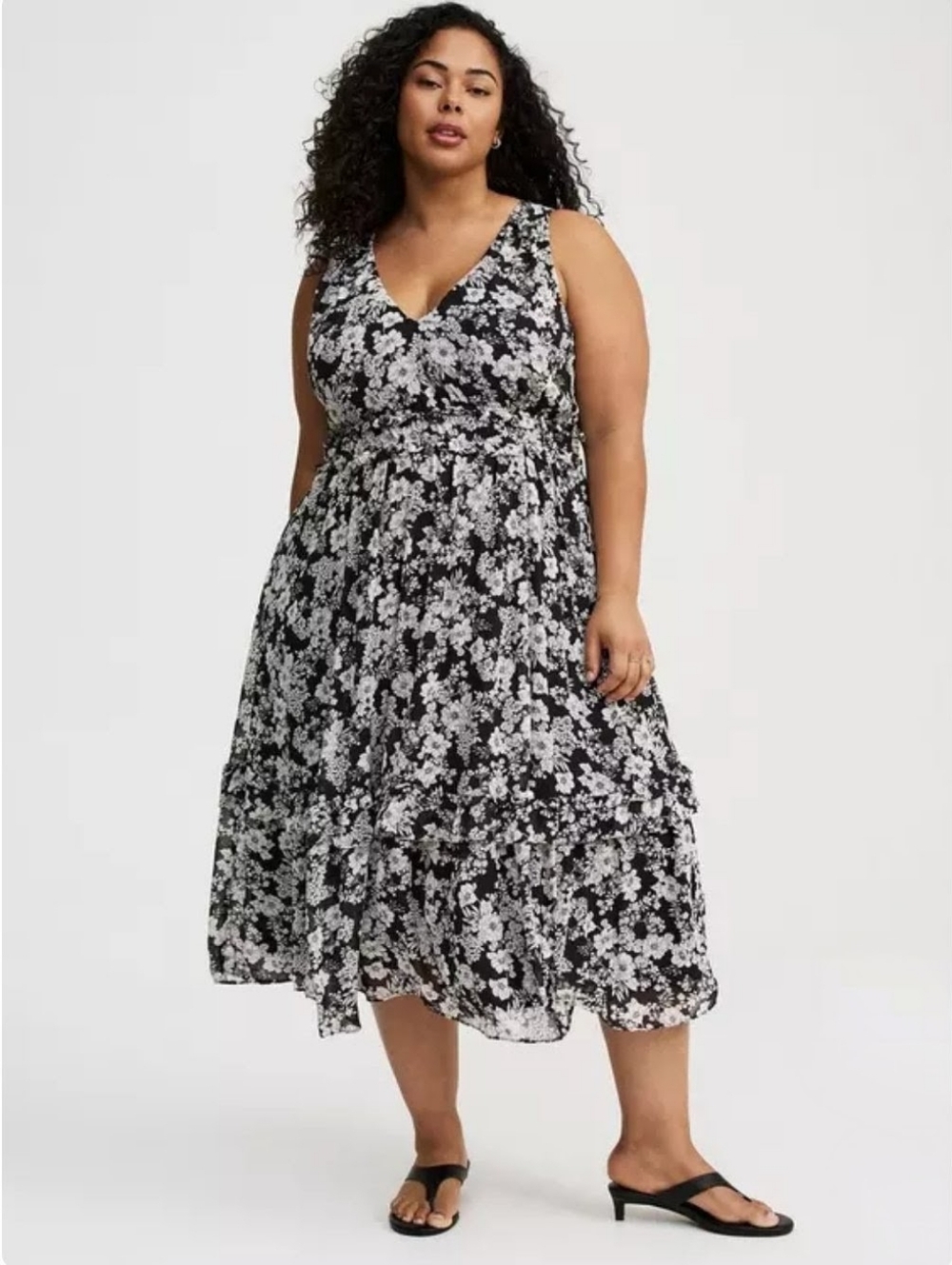 Torrid V-Neck Ruffle Midi Dress